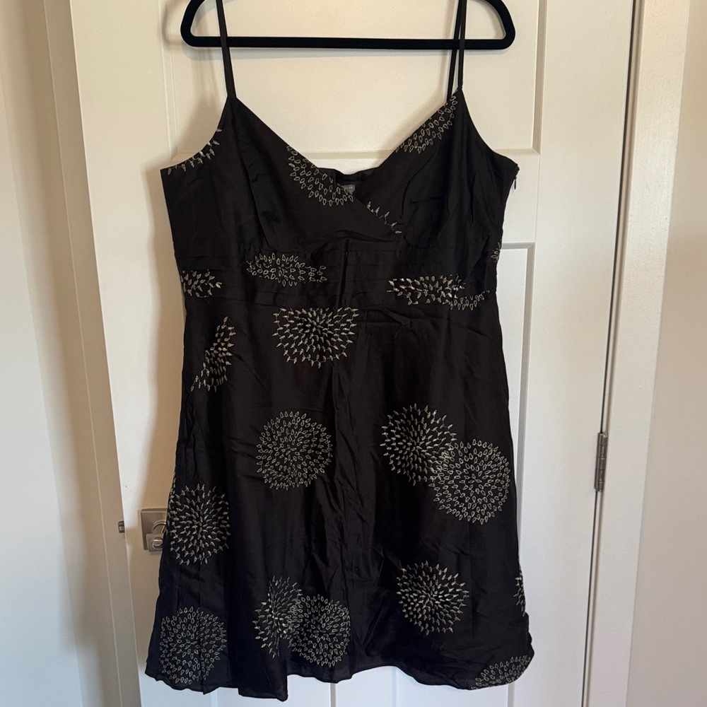 Ann Taylor Factory Black Dress with Gold Floral Pattern